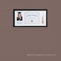 10x20 Custom Black Document Shadow Box Frame for Graduation Tassel Solid Pine Wood Double Gold White Mat